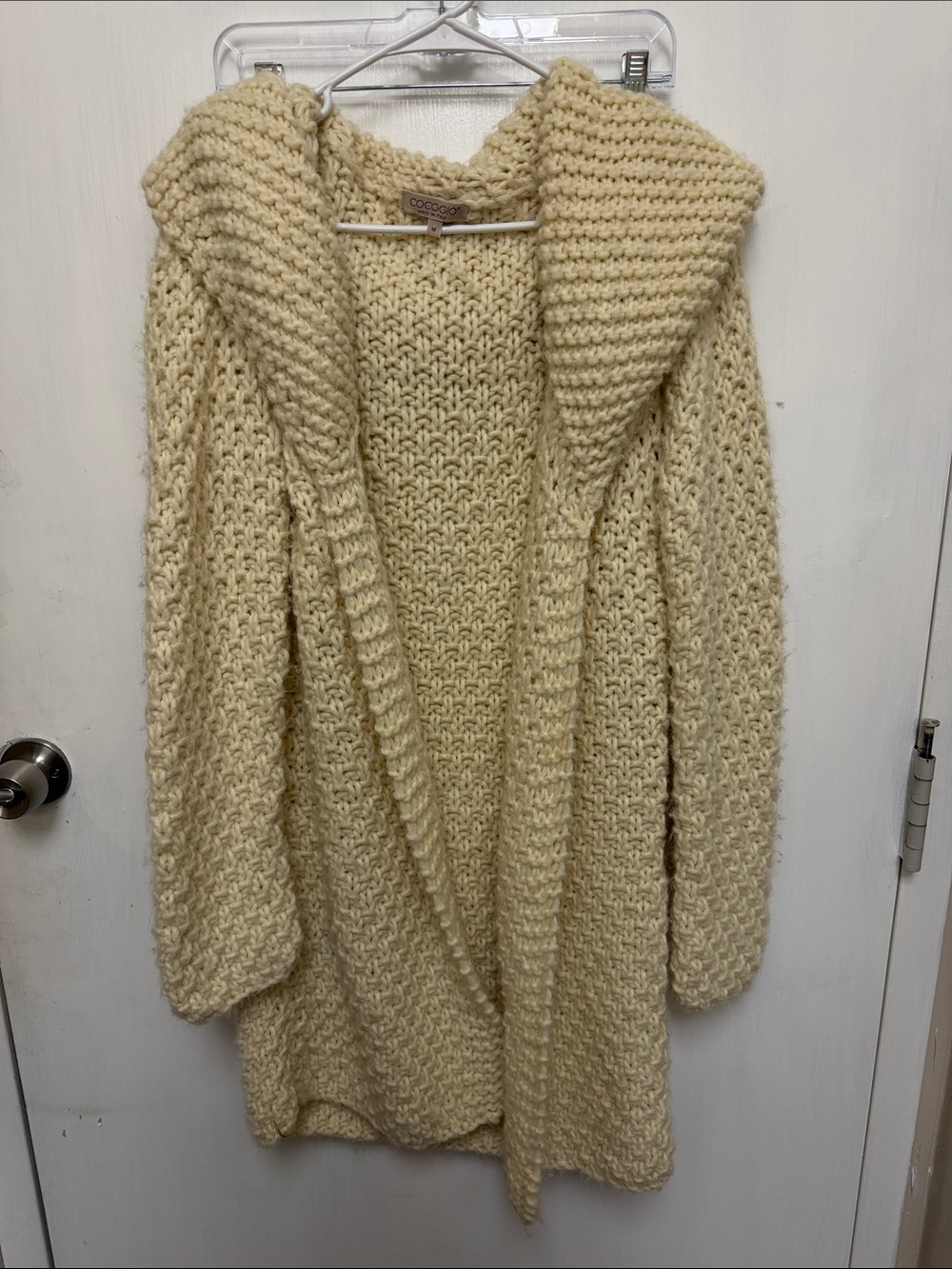 Cochin Cream Chunky Knit Hooded Cardigan Sweater